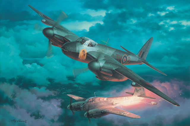 "First Sting" - Roy Grinnell-D.H. Mosquito F MKII World War II Aviation Art